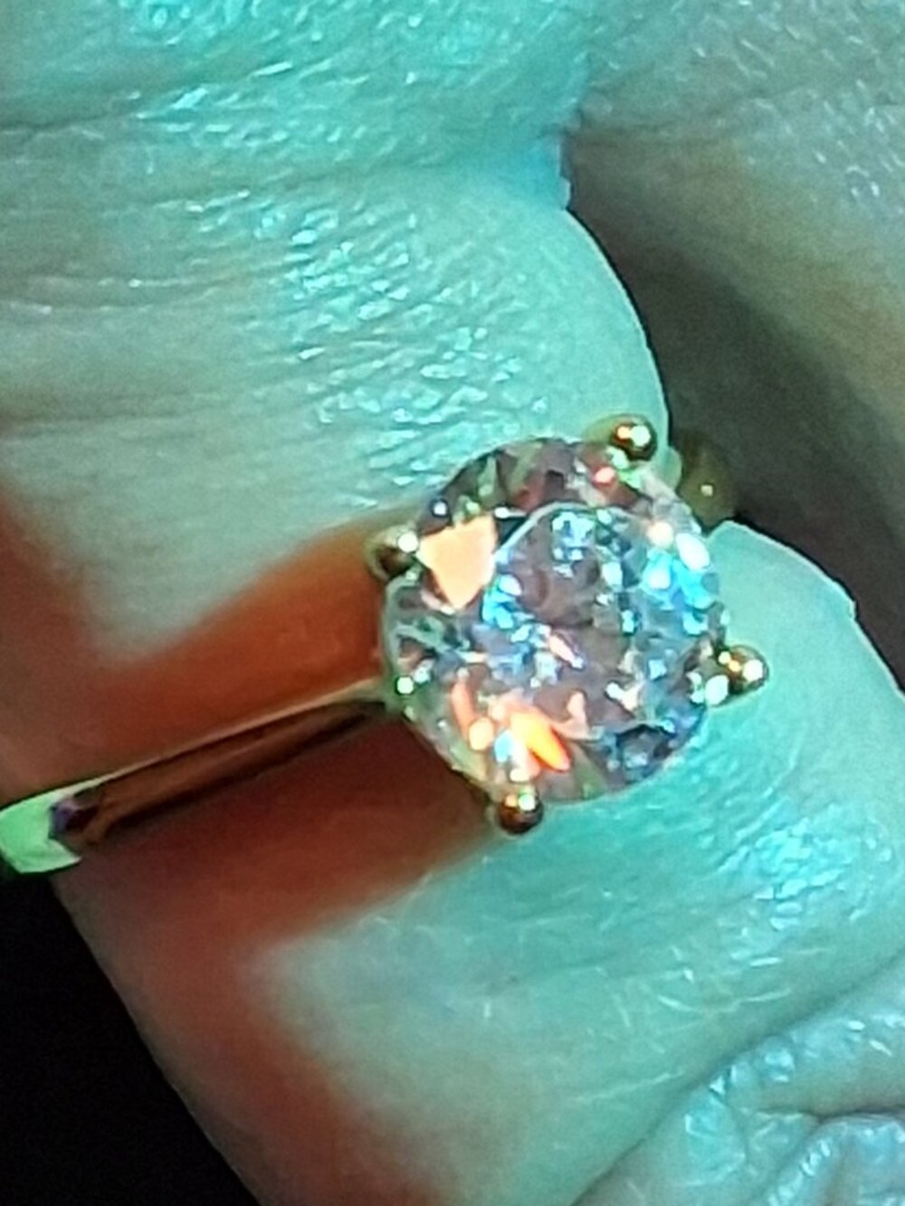 2 CT Round Moissanite Solitaire Ring Yellow Gold Vermeil S925 Size 7